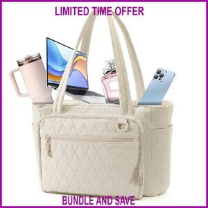 Lightweight Teacher Tote Bag for Women with Laptop Sleeve & File Pocket